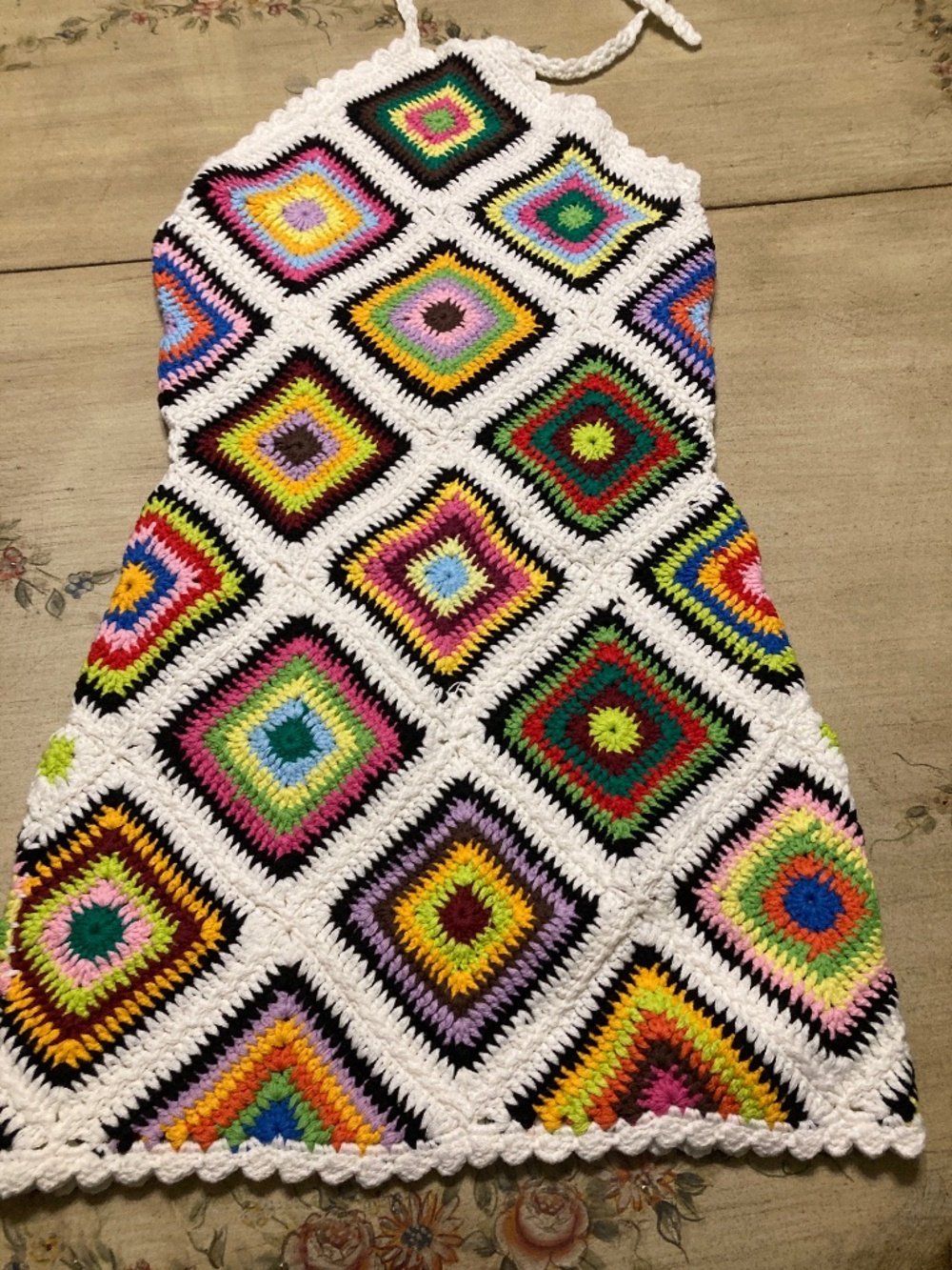 NWOT Akira Multicolor Boho Crochet Mini Dress Sz S